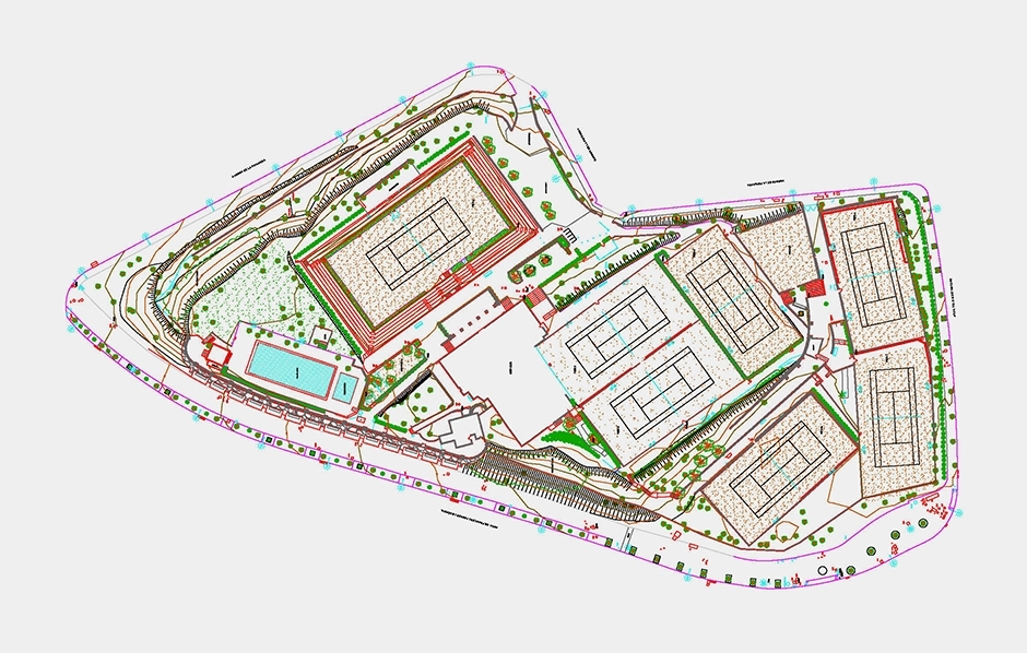 Taquimétrie pour le centre municipal de tennis...